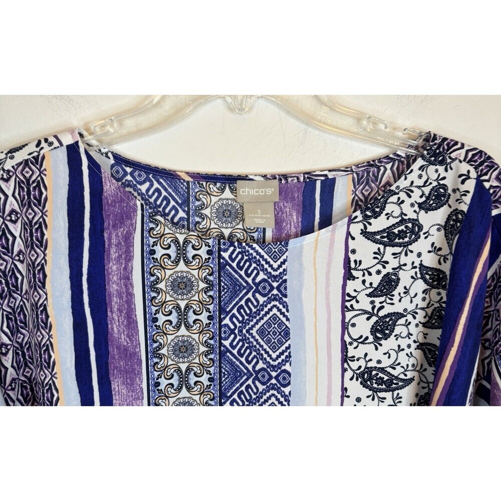 Chicos 2 Piece Set Mixed Print Flutter Sleeve Top… - image 7